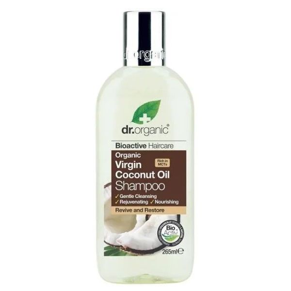 Dr.organic virgin coconut oil shampoo odświeżająco-regenerujący szampon do włosów kręconych i grubych 265ml