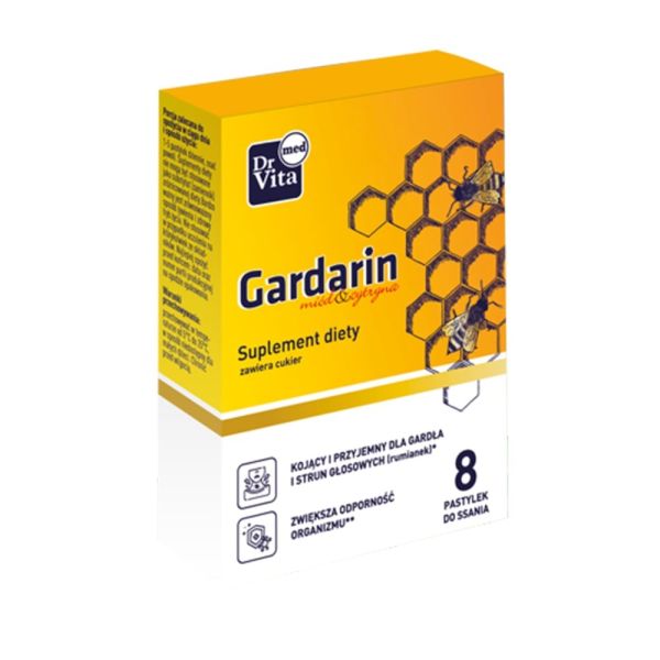 Dr vita gardarin miód & cytryna suplement diety 8 pastylek do ssania