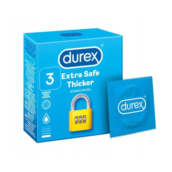 Durex durex prezerwatywy extra safe 3 szt grubsze nawilżane