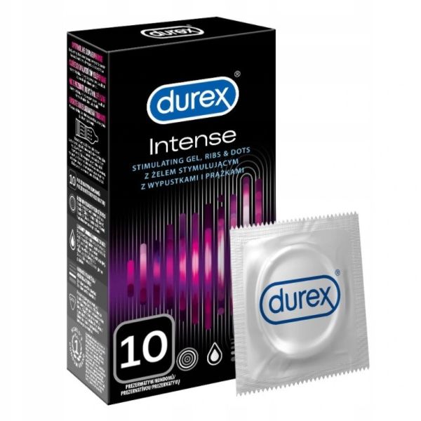 Durex durex prezerwatywy intense 10 szt z wypustkami prążkami żel stymulujący