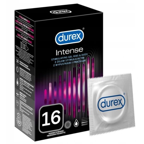 Durex durex prezerwatywy intense 16 szt z wypustkami prążkami żel stymulujący