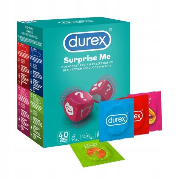 Durex suprise me mix prezerwatywy 40 szt dla przyjemności odkrywania