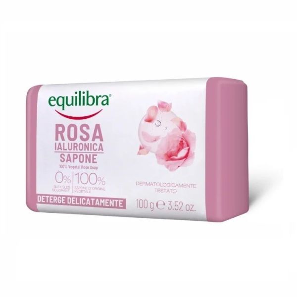 Equilibra rosa delikatnie oczyszczające różane mydło z kwasem hialuronowym 100g