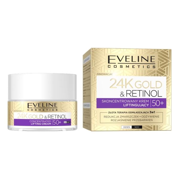 Eveline cosmetics 24k gold&retinol skoncentrowany krem liftingujący 50+ 50ml