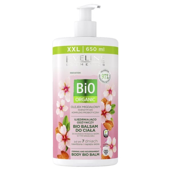 Eveline cosmetics bio organic ujędrniająco-odżywczy balsam do ciała z olejkiem migdałowym 650ml