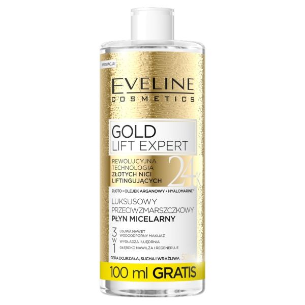 Eveline cosmetics gold lift expert luksusowy przeciwzmarszczkowy płyn micelarny 500ml