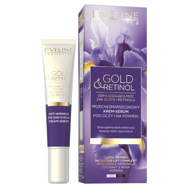 Eveline cosmetics gold&retinol przeciwzmarszczkowy krem-serum pod oczy i na powieki 20ml