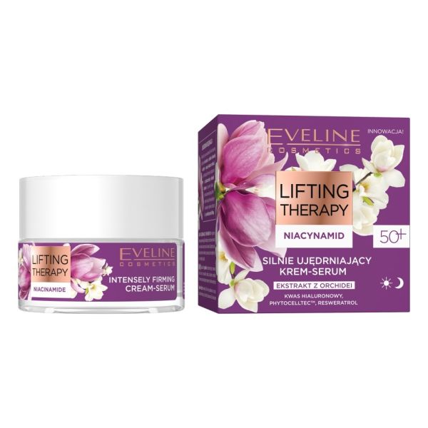 Eveline cosmetics lifting therapy niacynamid intensywnie ujędrniający krem-serum 50+ 50ml