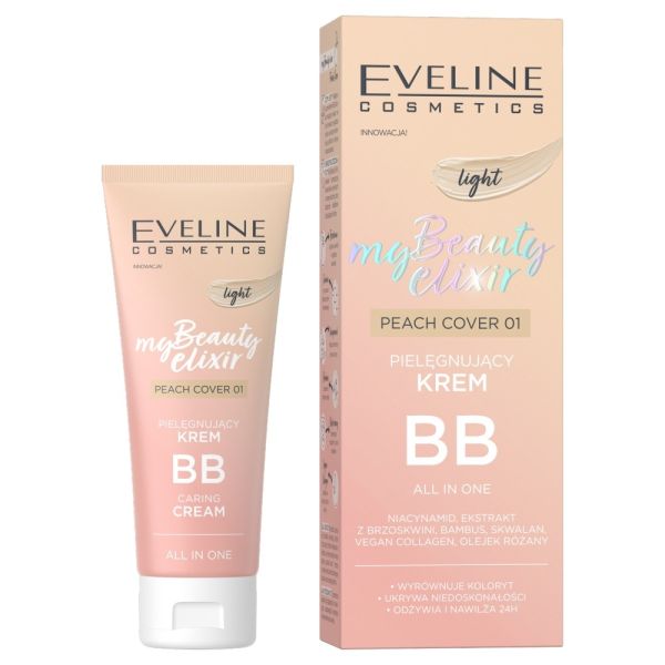 Eveline cosmetics my beauty elixir pielęgnujący krem bb all in one 01 peach cover light 30ml