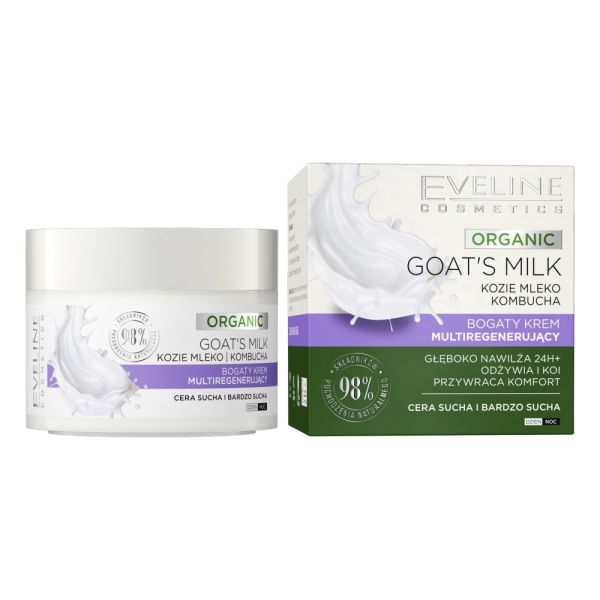 Eveline cosmetics organic goat's milk bogaty krem multiregenerujący 50ml