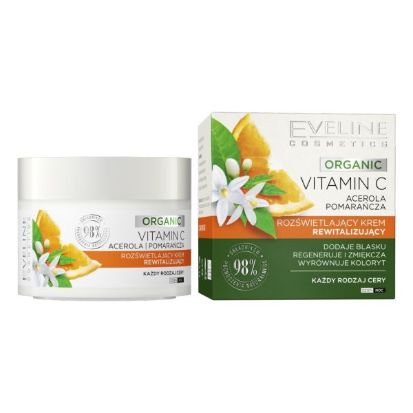 Eveline cosmetics organic vitamin c rozświetlający krem rewitalizujący 50ml