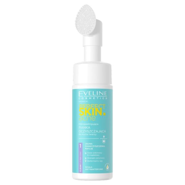 Eveline cosmetics perfect skin.acne myjąca pianka ze szczotką oczyszczającą pory 150ml