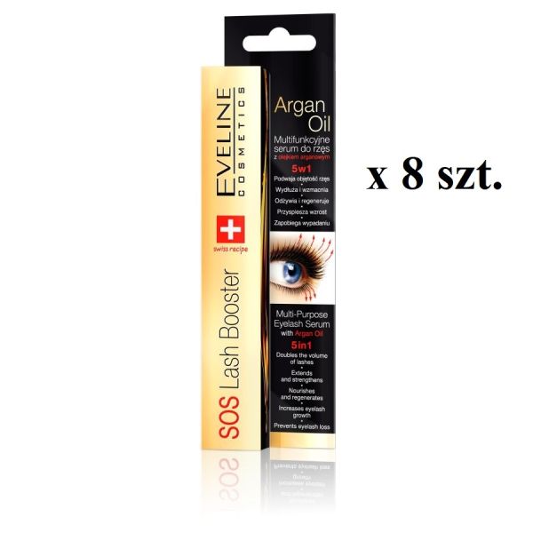 Eveline cosmetics sos lash booster with argan oil 5in1 serum do rzęs 8x10ml