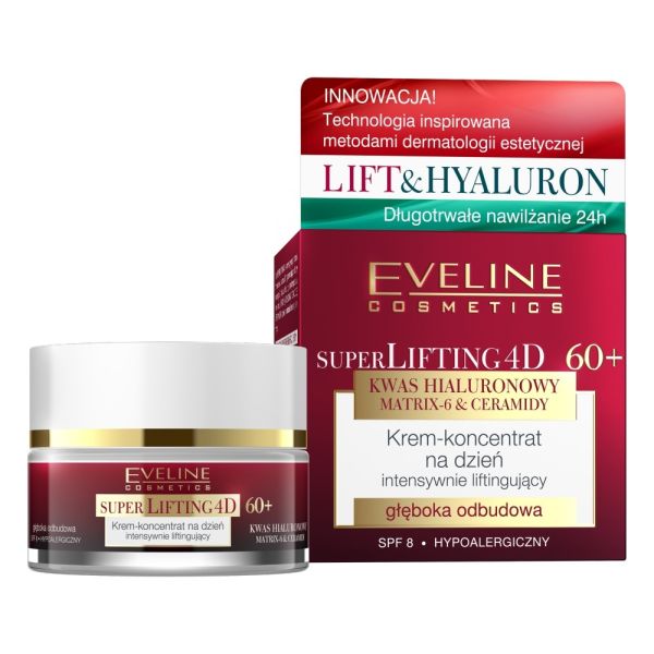 Eveline cosmetics super lifting 4d intensywnie liftingujący krem-koncentrat na dzień 60+ 50ml