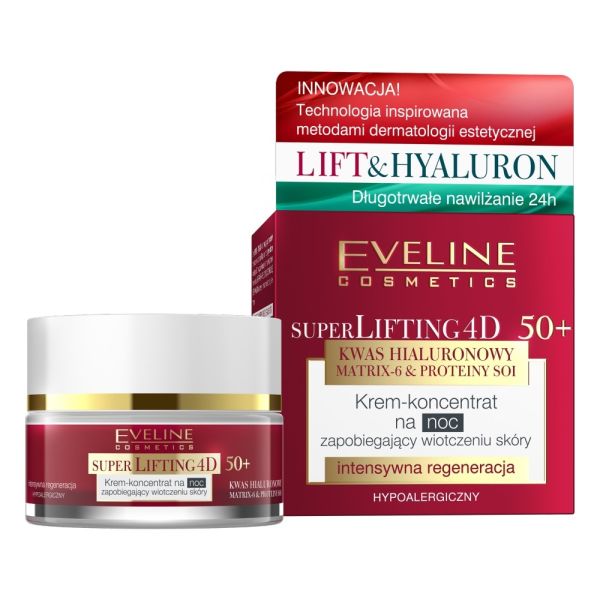 Eveline cosmetics super lifting 4d krem-koncentrat zapobiegający wiotczeniu na noc 50+ 50ml