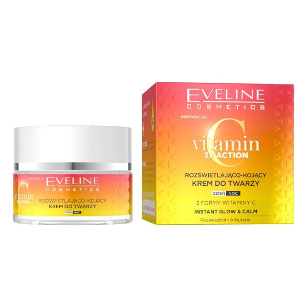 Eveline cosmetics vitamin c 3x action rozświetlająco-kojący krem do twarzy 50ml