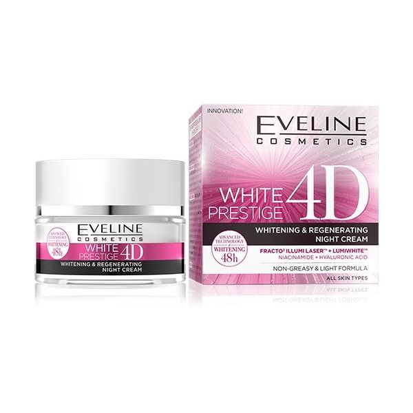 Eveline cosmetics white prestige 4d wybielający i regenerujący krem na noc 50ml