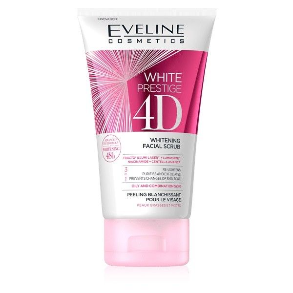Eveline cosmetics white prestige 4d wybielający peeling do twarzy 150ml