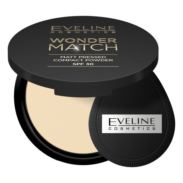 Eveline cosmetics wonder match matowy puder prasowany z filtrem ochronnym spf30 01 light beige 8g