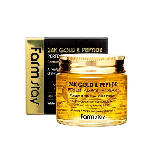Farmstay 24k gold & peptide perfect ampoule cream ampułka do twarzy z 24-karatowym złotem i peptydami 80ml
