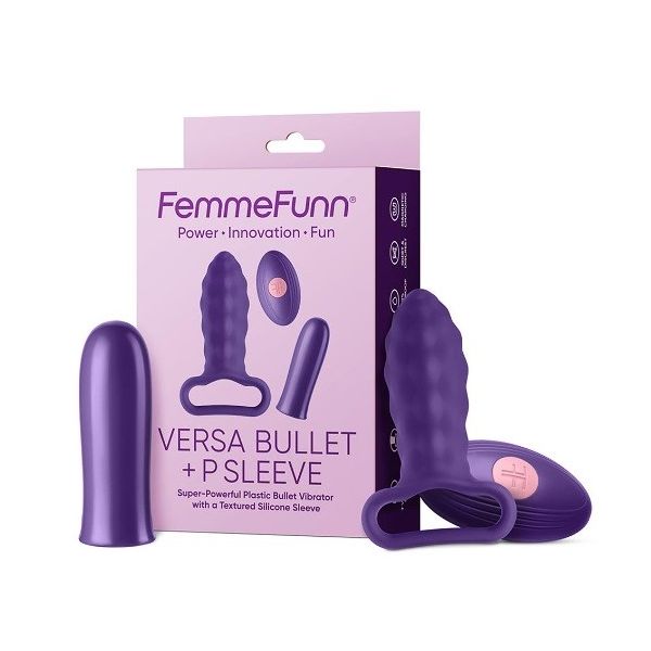 Femmefunn versa bullet with p sleeve wibrator z nakładką dark purple