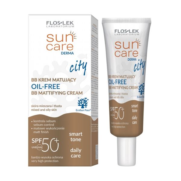Floslek sun care derma city bb krem matujący spf50+ oil-free 30ml