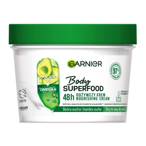 Garnier body superfood avocado odżywczy krem z olejkiem z awokado i kwasem omega-6 380ml