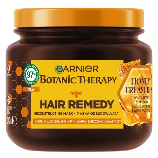 Garnier botanic therapy honey treasures odbudowująca maska do włosów zniszczonych i łamliwych 340ml