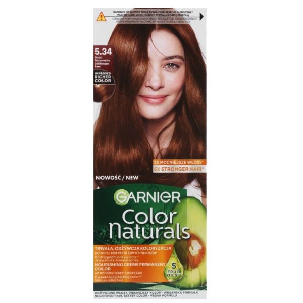 Garnier color naturals odżywcza farba do włosów 5.34 złocisty kasztanowy brąz
