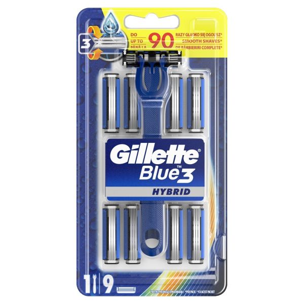 Gillette blue 3 hybrid maszynka do golenia + 9 wymiennych kładów