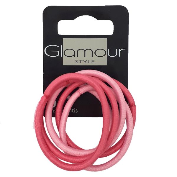 Glamour gumki do włosów bez metalu różowe 6szt