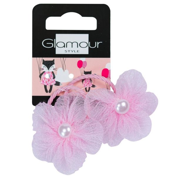 Glamour kids gumki do włosów różowe kwiatki 2szt.