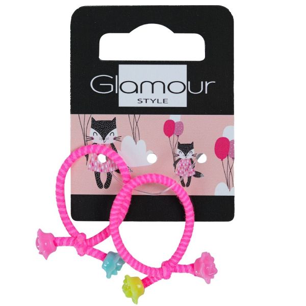 Glamour kids gumki do włosów różowy neon 2szt.