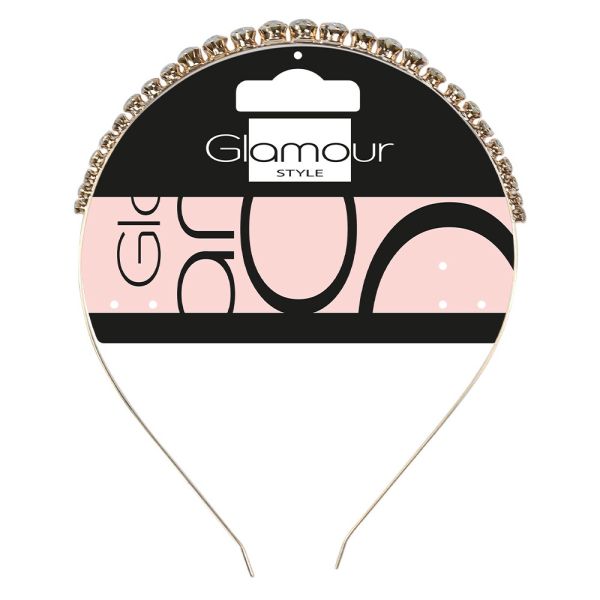 Glamour metalowa opaska do włosów z okrągłymi kryształkami złota