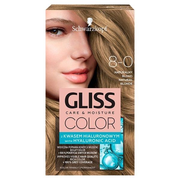 Gliss color care & moisture farba do włosów 8-0 naturalny blond