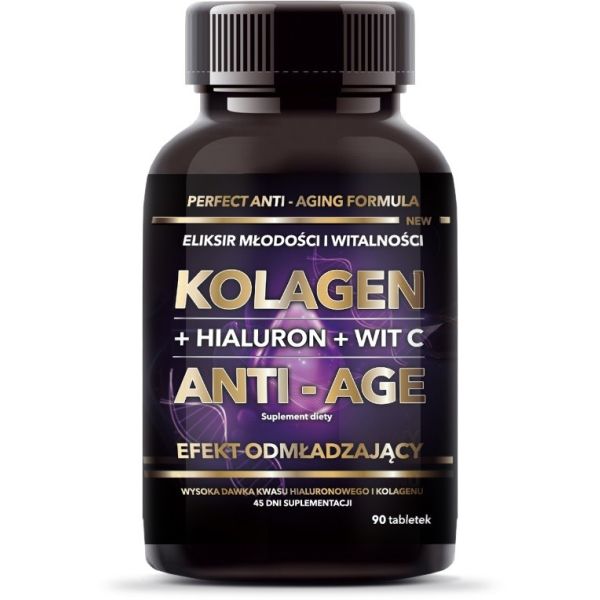Intenson kolagen + hialuron + witamina c anti-age suplement diety 90 tabletek
