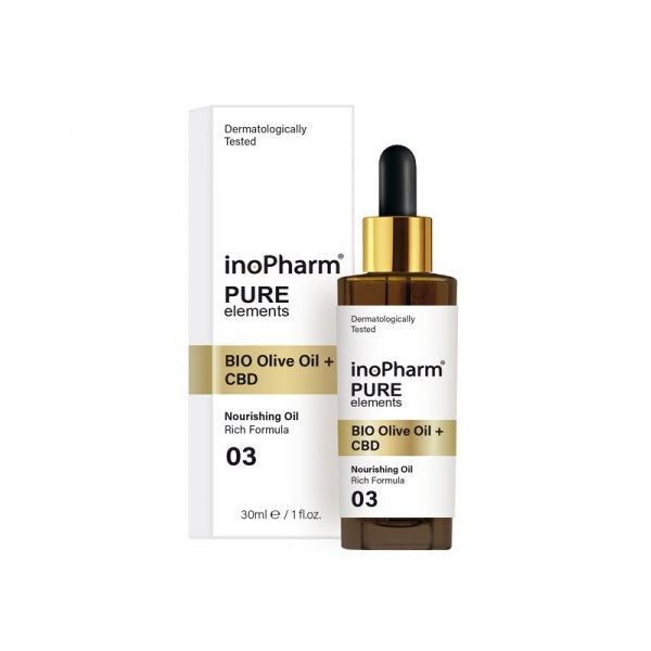 Inopharm pure elements bio olive oil + cbd serum do twarzy i szyi z kannabidiolem i oliwką 30ml