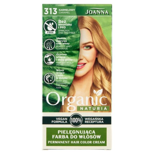 Joanna naturia organic pielęgnująca farba do włosów 313 karmelowy