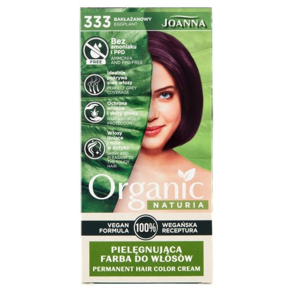 Joanna naturia organic pielęgnująca farba do włosów 333 bakłażanowy