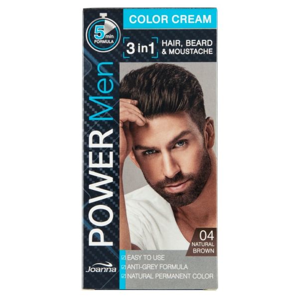Joanna power men color cream farba odsiwiająca 04 natural brown