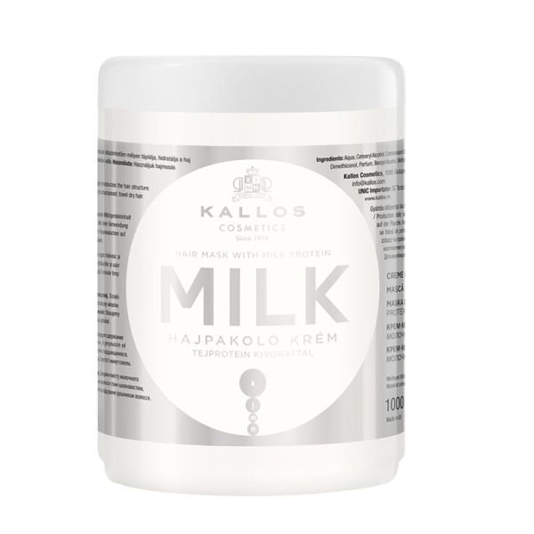 Kallos kjmn milk hair mask maska do włosów z proteinami mlecznymi 1000ml