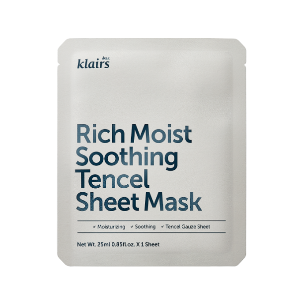 Klairs rich moist soothing tencel sheet mask regenerująca maska bawełniana na twarz 25ml