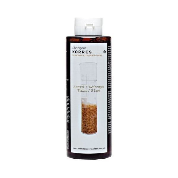 Korres shampoo for thin/fine hair with rice proteins and linden szampon z proteinami ryżu i wyciągiem z lipy do włosów cienkich i wrażliwych 250ml