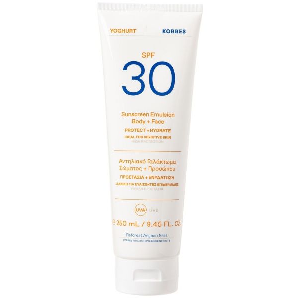Korres yoghurt sunscreen emulsion body + face emulsja ochronna do ciała i twarzy spf30 250ml