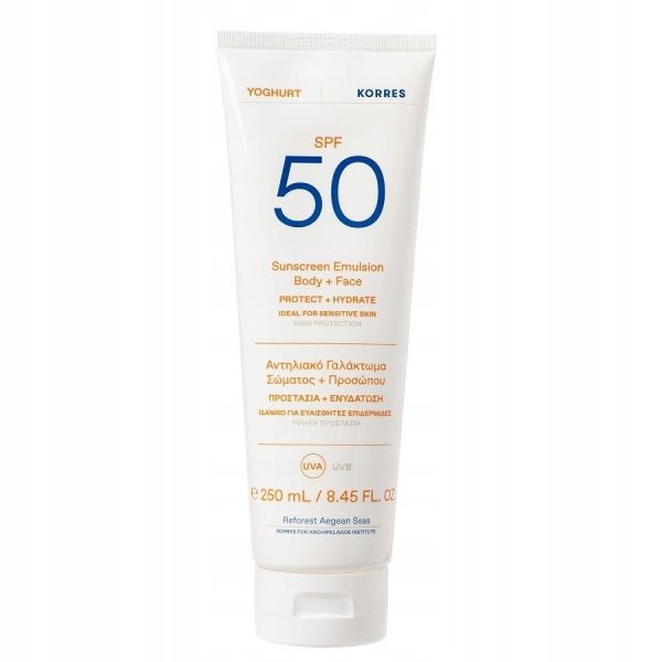 Korres yoghurt sunscreen emulsion body + face emulsja ochronna do ciała i twarzy spf50 250ml