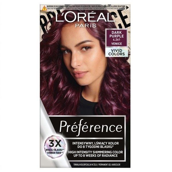 L'oreal paris preference vivid colors trwała farba do włosów 4.261 dark purple