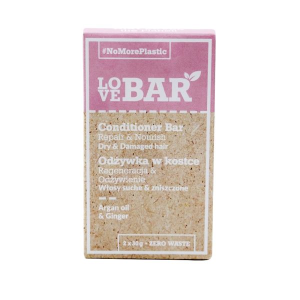 Love bar conditioner bar odżywka w kostce do włosów suchych i zniszczonych olej arganowy & imbir 2x30g