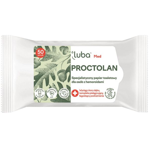 Luba med proctolan specjalistyczny papier toaletowy dla osób z hemoroidami 50szt