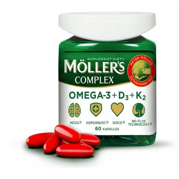 Möller's complex omega-3 + d3 + k2 suplement diety 60 kapsułek