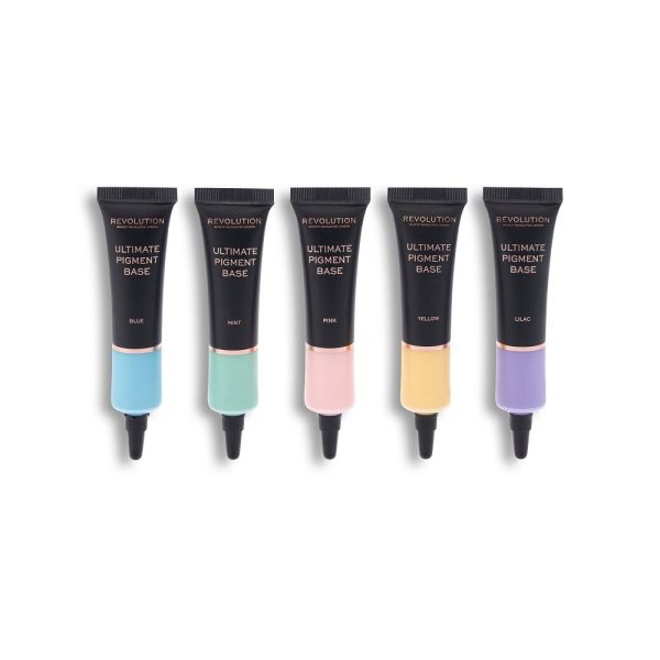 Makeup revolution ultimate pigment base set zestaw baz pod cienie do powiek blue + mint + pink + yellow + lilac 5x15ml